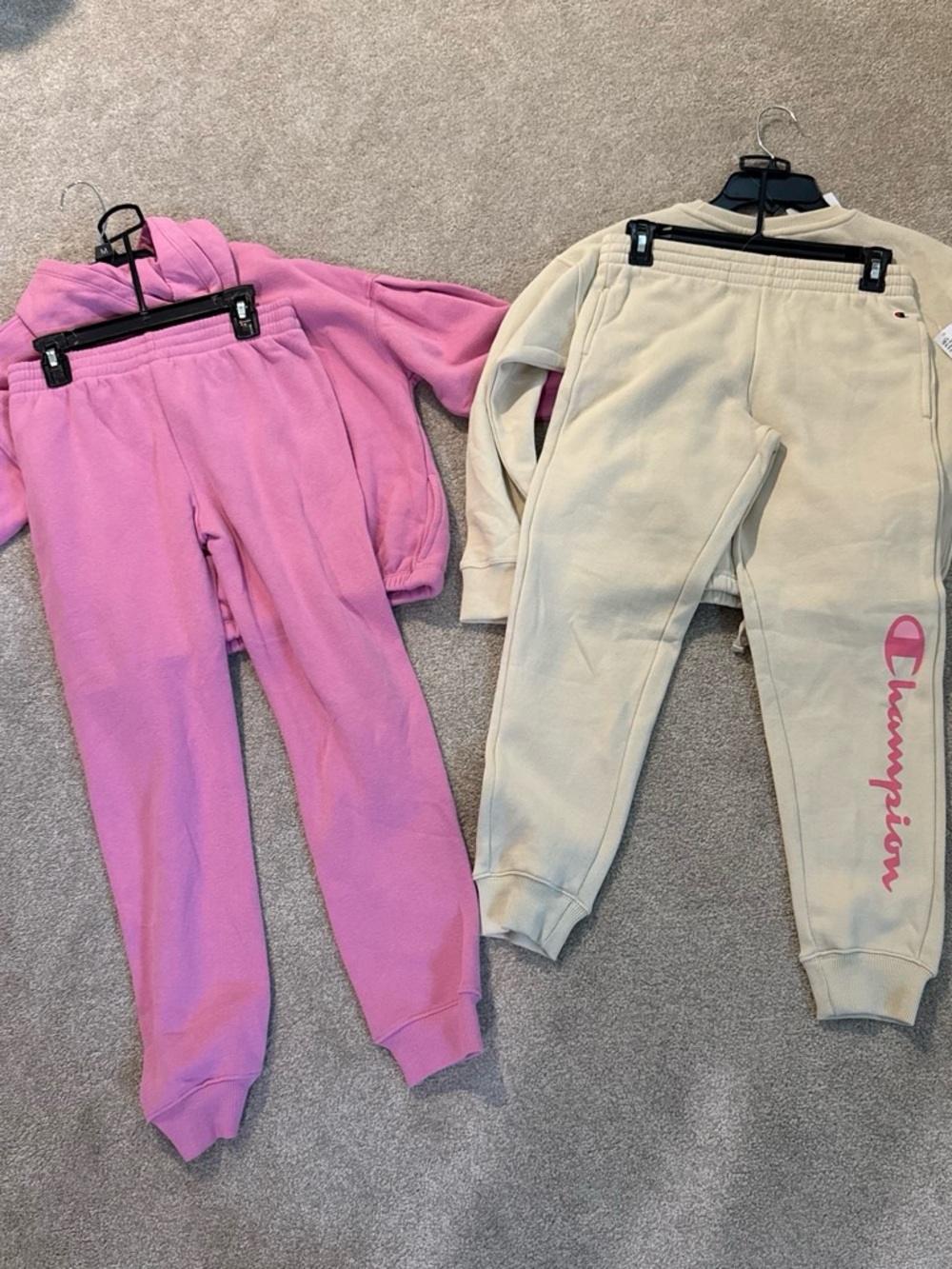 NWT Bundle Champion Girls Pink and Cream Fleece Jogger Sets Size 10 - Picture 2 of 3